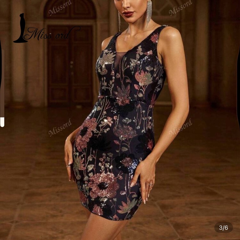 SHEIN Black and Pink One Shoulder Bodycon Mini Dress